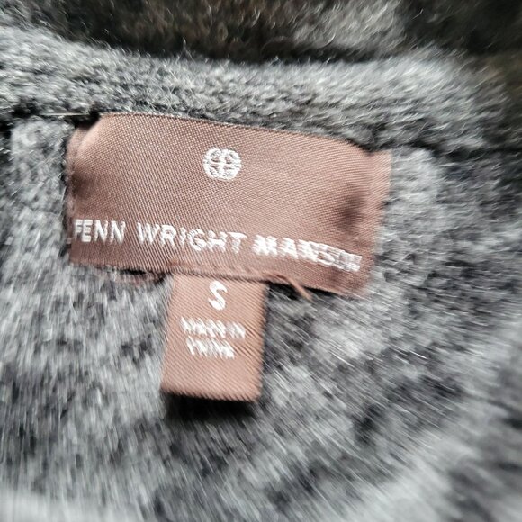 Fenn Wrght Manson Houndstooth Gray Wool Button-Up Sweater Coat - Picture 3 of 7